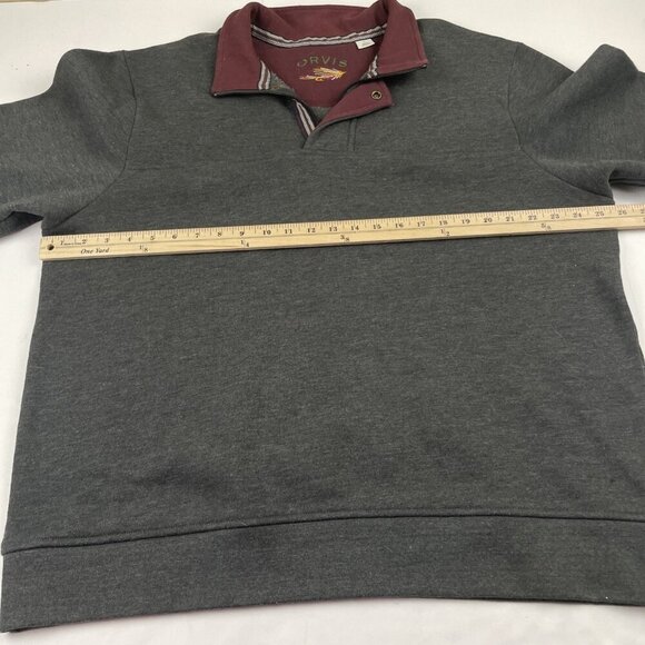 ORVIS FLY FISHING 1/4 Zip Snap Pullover Sweater Men’s XL Cotton Blend Dark Gray - Picture 4 of 10